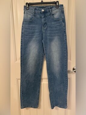 High-Rise Straight Jeans in Washed Blue